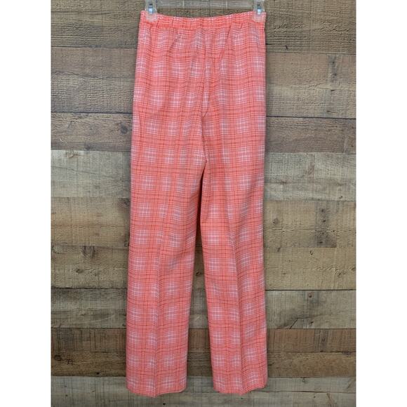 Vintage 1970s MOD Orange Pull On Flare Leg Trouser Polyester Pants Sz Small - Picture 4 of 7